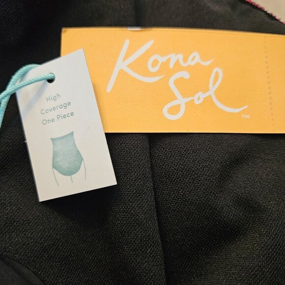 Kona Sol Womens High Coverage One-Piece Swimsuit Tropical Floral Print XS Beach - Picture 11 of 13